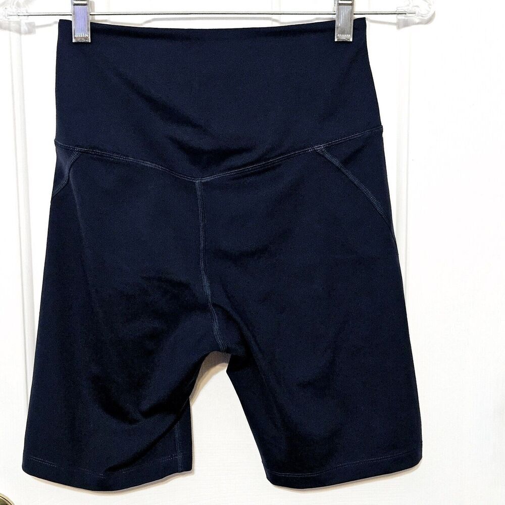 Girlfriend Collective Sz XXS Navy Compressive Pocket Run Shorts Bike Active - Picture 2 of 2